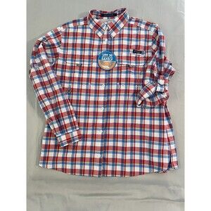 Columbia Shirt Women Size XL Red White Blue PFG Super Bahama Fishing LS
